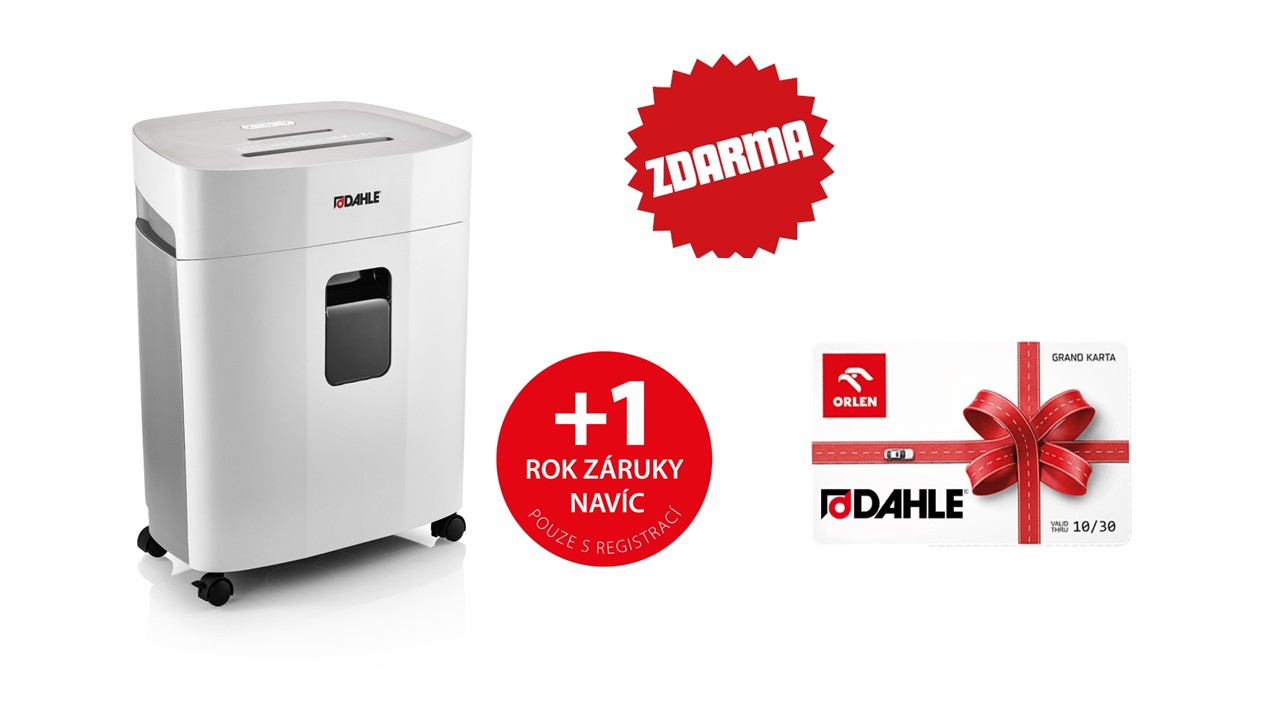 Skartovač DAHLE PaperSAFE® 240, 10 listů, 4 x 12 mm, 25 l + tankovací karta ORLEN v hodnotě 500 Kč
