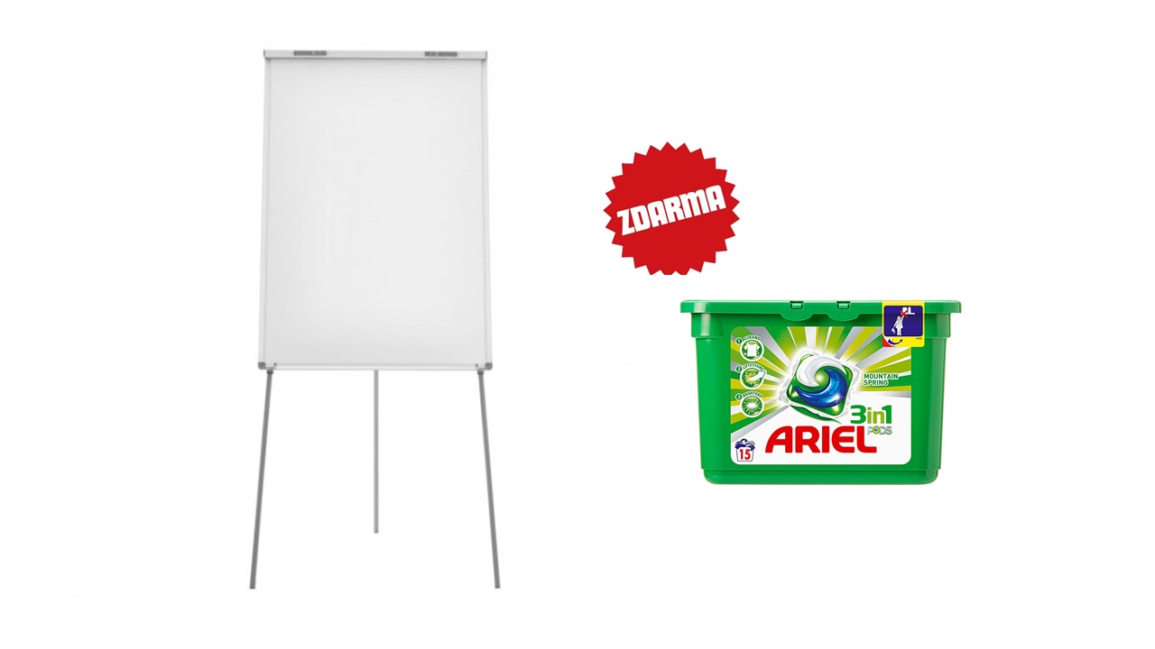 Tabule Flipchart Magnetoplan Junior SP 70 x 100 cm + dárek Ariel Gelové kapsle na praní 10 ks mix druhů