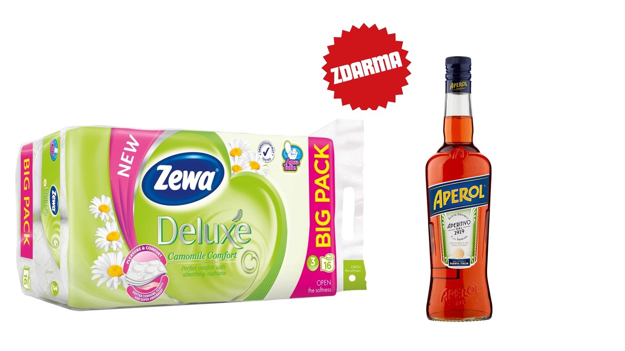 Toaletní papír 3-vrstvý ZEWA s vůní heřmánku /16 rolí + dárek Aperol 0,7l