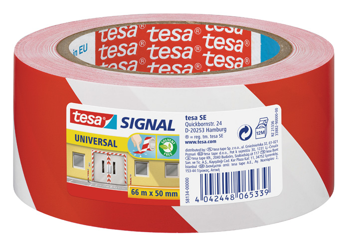 Značkovací lepicí páska TESA 50 mm x 60 m červeno-bílá / 1ks